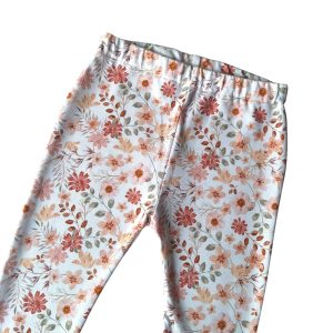 Flared legging pastel bloem perzik maat 98/104