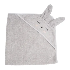 * Kikadu Hooded Towel | Rabbit Silver Grey GOTS