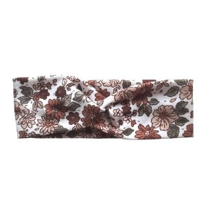 Twisted haarband – vintage bloemen groen/bruin maat 62/68 / 3-6 maanden