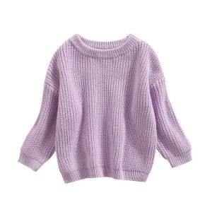 Lila trui gebreid maat 122/128