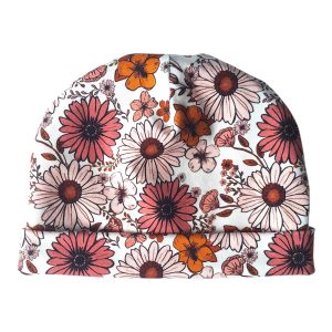 Mutsje vintage madeliefjes klei roze maat 74/80 / 6-12 maanden