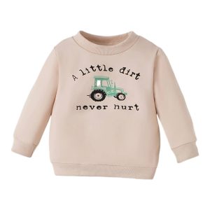 Trui beige met groene trekker – maat 62/68