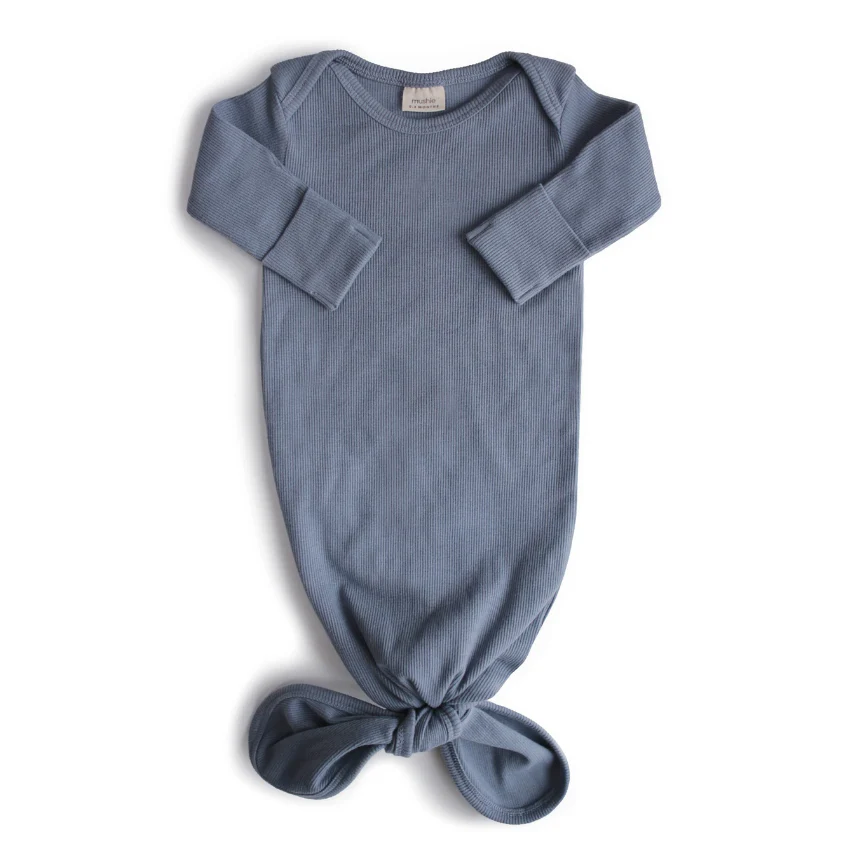Mushie Baby Gown Ribbed Knotted | Tradewinds - Afbeelding 3